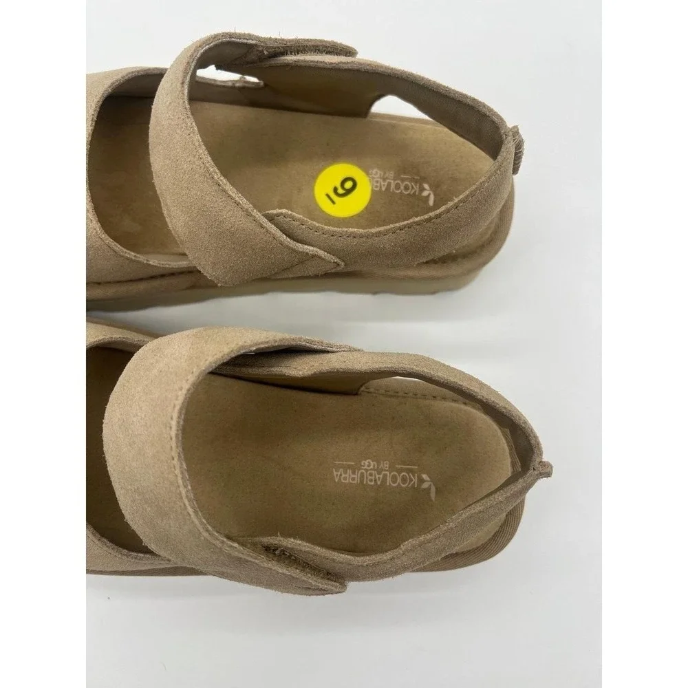 Koolaburra by UGG Fuzz-A-Glow Sand Tan Suede‎ Platform Sandals Womens 9